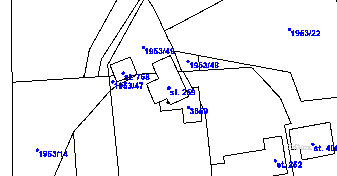 Parcela st. 259 v KÚ Lačnov, Katastrální mapa