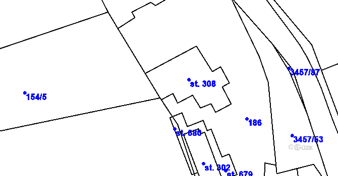 Parcela st. 308 v KÚ Lačnov, Katastrální mapa