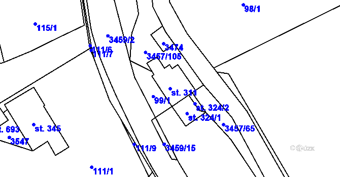 Parcela st. 311 v KÚ Lačnov, Katastrální mapa