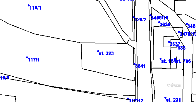 Parcela st. 323 v KÚ Lačnov, Katastrální mapa