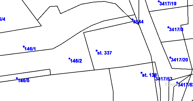 Parcela st. 337 v KÚ Lačnov, Katastrální mapa
