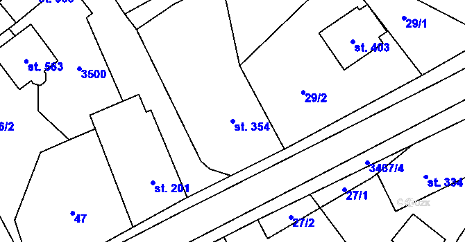 Parcela st. 354 v KÚ Lačnov, Katastrální mapa