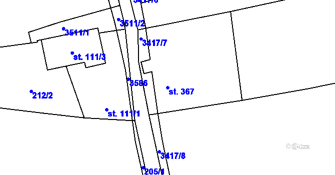 Parcela st. 367 v KÚ Lačnov, Katastrální mapa