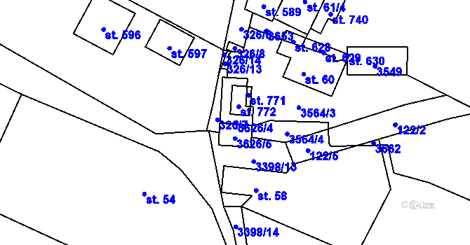 Parcela st. 372 v KÚ Lačnov, Katastrální mapa