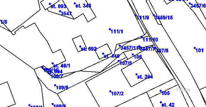 Parcela st. 448 v KÚ Lačnov, Katastrální mapa