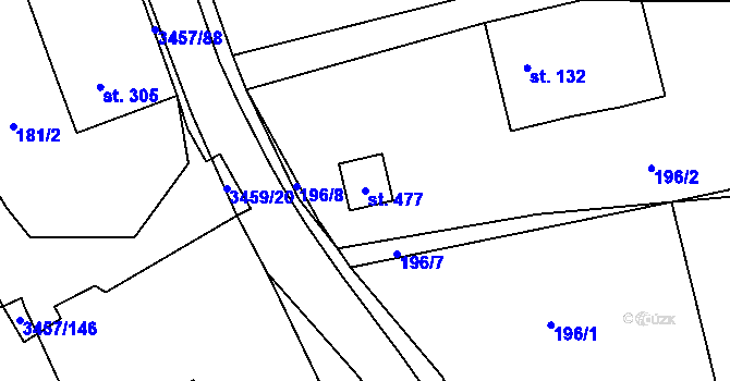 Parcela st. 477 v KÚ Lačnov, Katastrální mapa