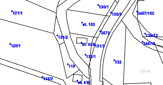 Parcela st. 553 v KÚ Lačnov, Katastrální mapa