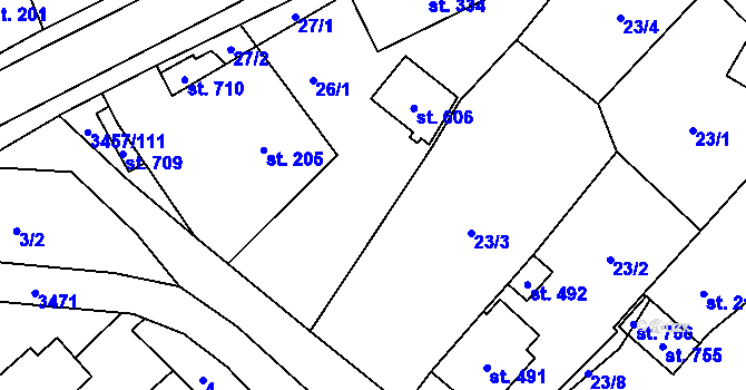 Parcela st. 26 v KÚ Lačnov, Katastrální mapa