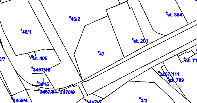 Parcela st. 47 v KÚ Lačnov, Katastrální mapa