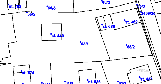 Parcela st. 65/1 v KÚ Lačnov, Katastrální mapa