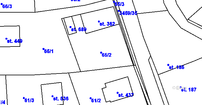Parcela st. 65/2 v KÚ Lačnov, Katastrální mapa
