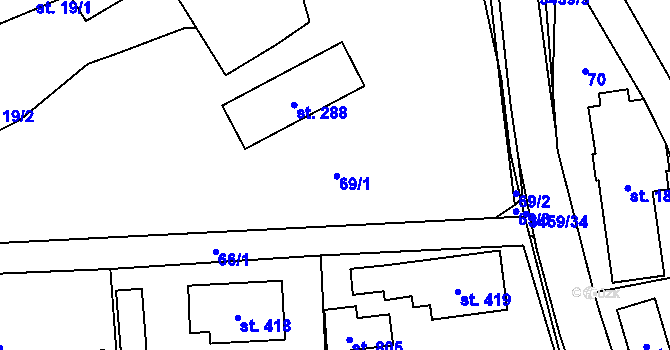 Parcela st. 69 v KÚ Lačnov, Katastrální mapa