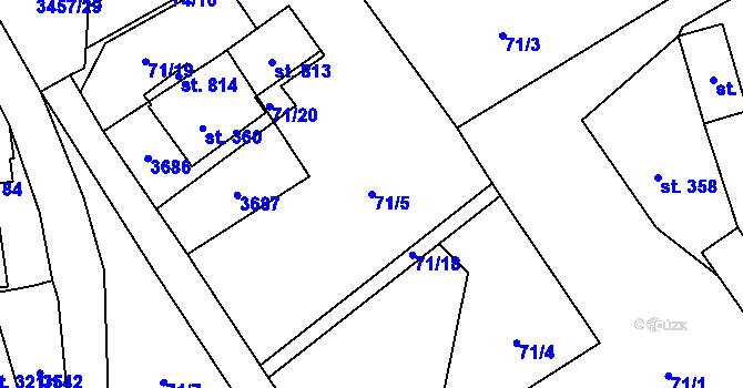 Parcela st. 71/5 v KÚ Lačnov, Katastrální mapa