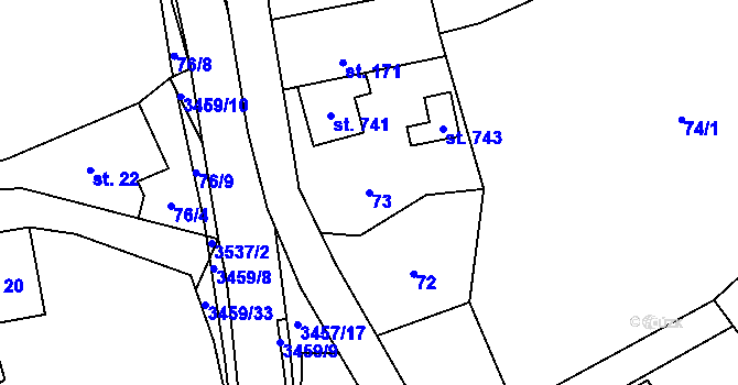 Parcela st. 73 v KÚ Lačnov, Katastrální mapa