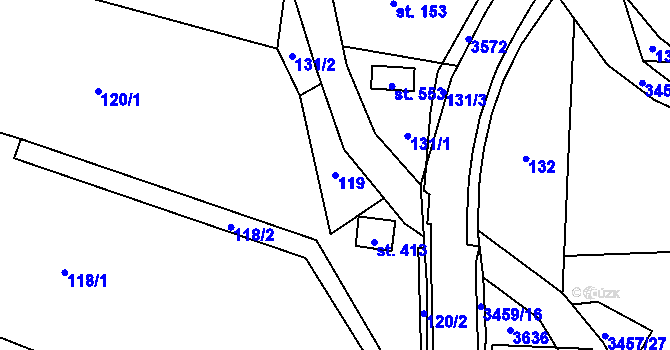 Parcela st. 119 v KÚ Lačnov, Katastrální mapa