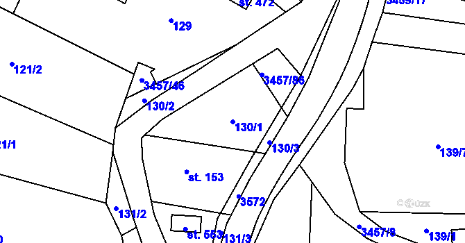 Parcela st. 130/1 v KÚ Lačnov, Katastrální mapa