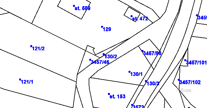 Parcela st. 130/2 v KÚ Lačnov, Katastrální mapa