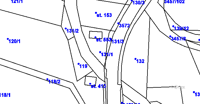Parcela st. 131/1 v KÚ Lačnov, Katastrální mapa