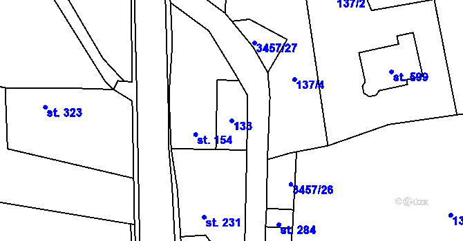 Parcela st. 133 v KÚ Lačnov, Katastrální mapa
