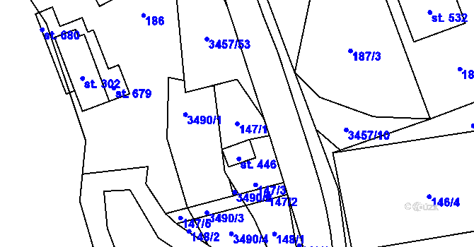 Parcela st. 147/1 v KÚ Lačnov, Katastrální mapa