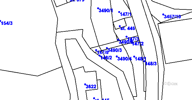 Parcela st. 147/5 v KÚ Lačnov, Katastrální mapa