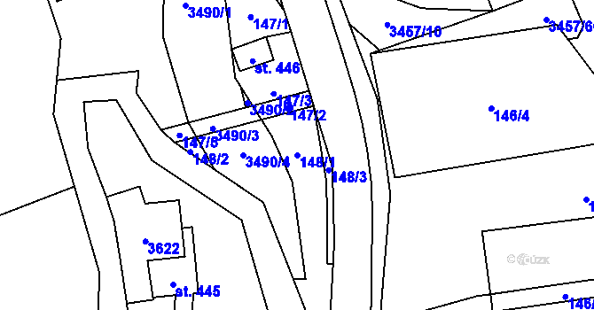 Parcela st. 148/1 v KÚ Lačnov, Katastrální mapa