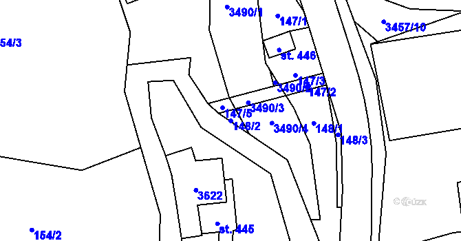 Parcela st. 148/2 v KÚ Lačnov, Katastrální mapa