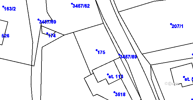 Parcela st. 175 v KÚ Lačnov, Katastrální mapa