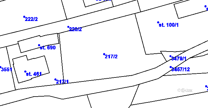 Parcela st. 217/2 v KÚ Lačnov, Katastrální mapa