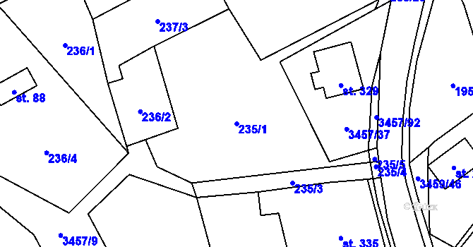 Parcela st. 235/1 v KÚ Lačnov, Katastrální mapa