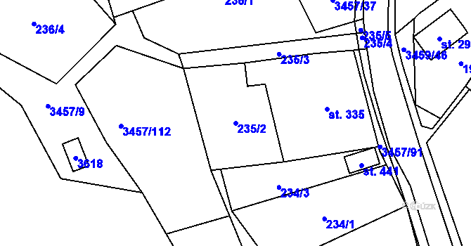 Parcela st. 235/2 v KÚ Lačnov, Katastrální mapa