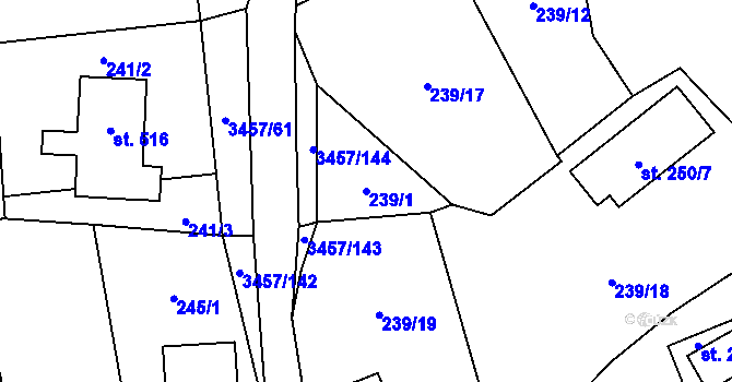 Parcela st. 239/1 v KÚ Lačnov, Katastrální mapa