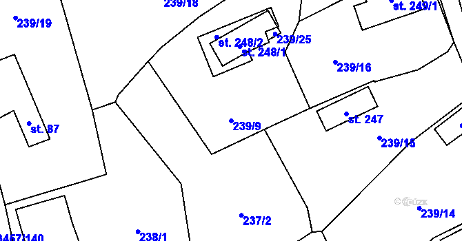 Parcela st. 239/9 v KÚ Lačnov, Katastrální mapa