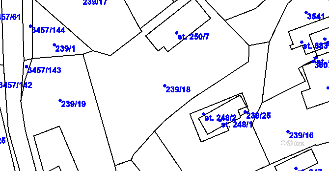 Parcela st. 239/18 v KÚ Lačnov, Katastrální mapa