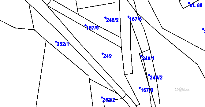 Parcela st. 249 v KÚ Lačnov, Katastrální mapa