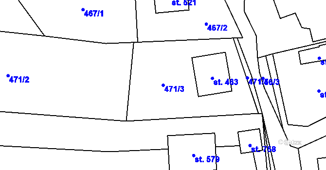 Parcela st. 471/3 v KÚ Lačnov, Katastrální mapa