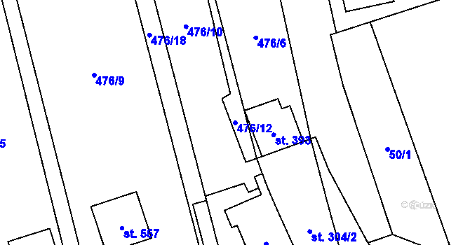 Parcela st. 476/12 v KÚ Lačnov, Katastrální mapa