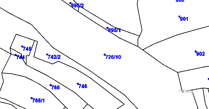 Parcela st. 726/10 v KÚ Lačnov, Katastrální mapa