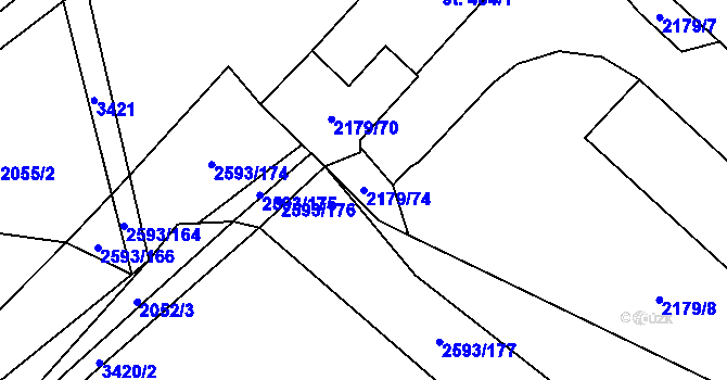 Parcela st. 2179/74 v KÚ Lačnov, Katastrální mapa