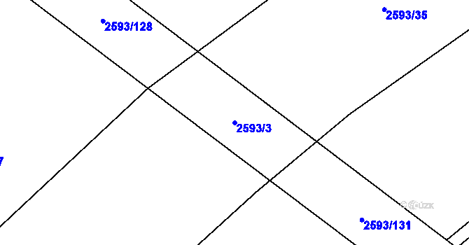 Parcela st. 2593/3 v KÚ Lačnov, Katastrální mapa