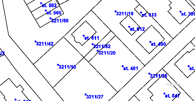 Parcela st. 3211/20 v KÚ Lačnov, Katastrální mapa