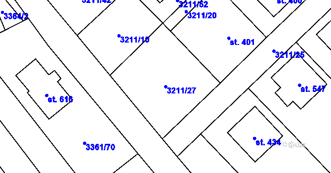 Parcela st. 3211/27 v KÚ Lačnov, Katastrální mapa