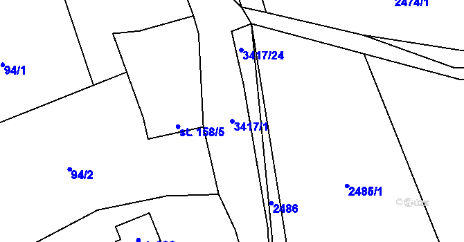 Parcela st. 3417/1 v KÚ Lačnov, Katastrální mapa