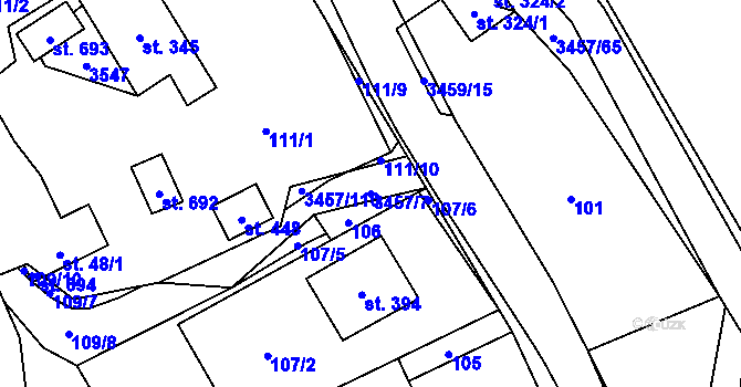Parcela st. 3457/7 v KÚ Lačnov, Katastrální mapa
