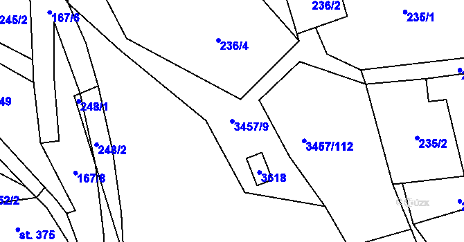 Parcela st. 3457/9 v KÚ Lačnov, Katastrální mapa