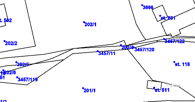 Parcela st. 3457/11 v KÚ Lačnov, Katastrální mapa