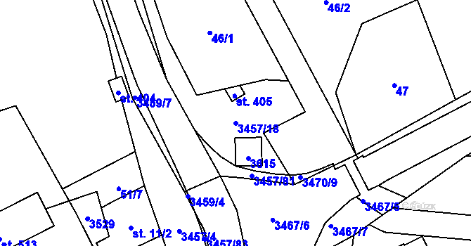 Parcela st. 3457/18 v KÚ Lačnov, Katastrální mapa