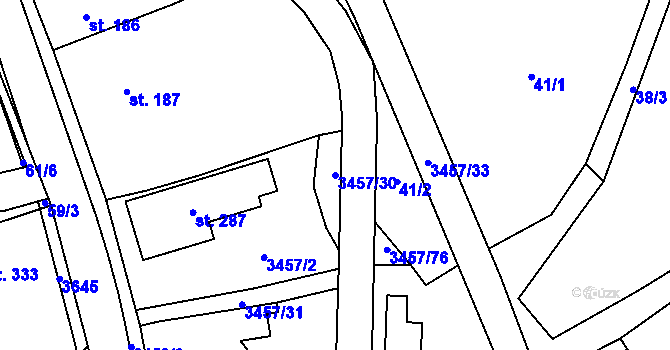 Parcela st. 3457/30 v KÚ Lačnov, Katastrální mapa