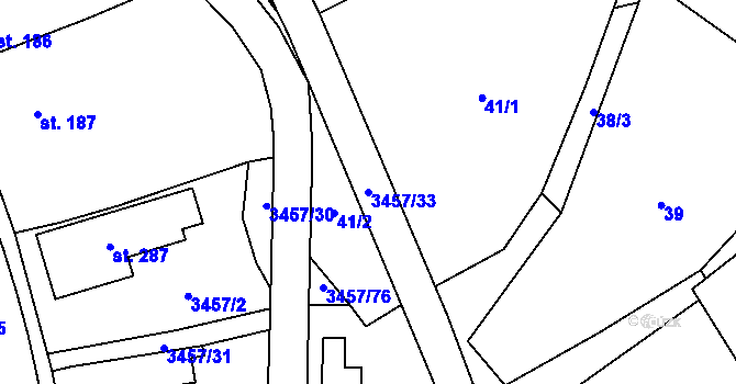Parcela st. 3457/33 v KÚ Lačnov, Katastrální mapa