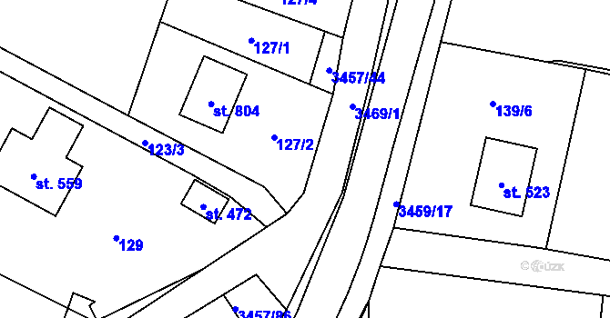 Parcela st. 3457/45 v KÚ Lačnov, Katastrální mapa